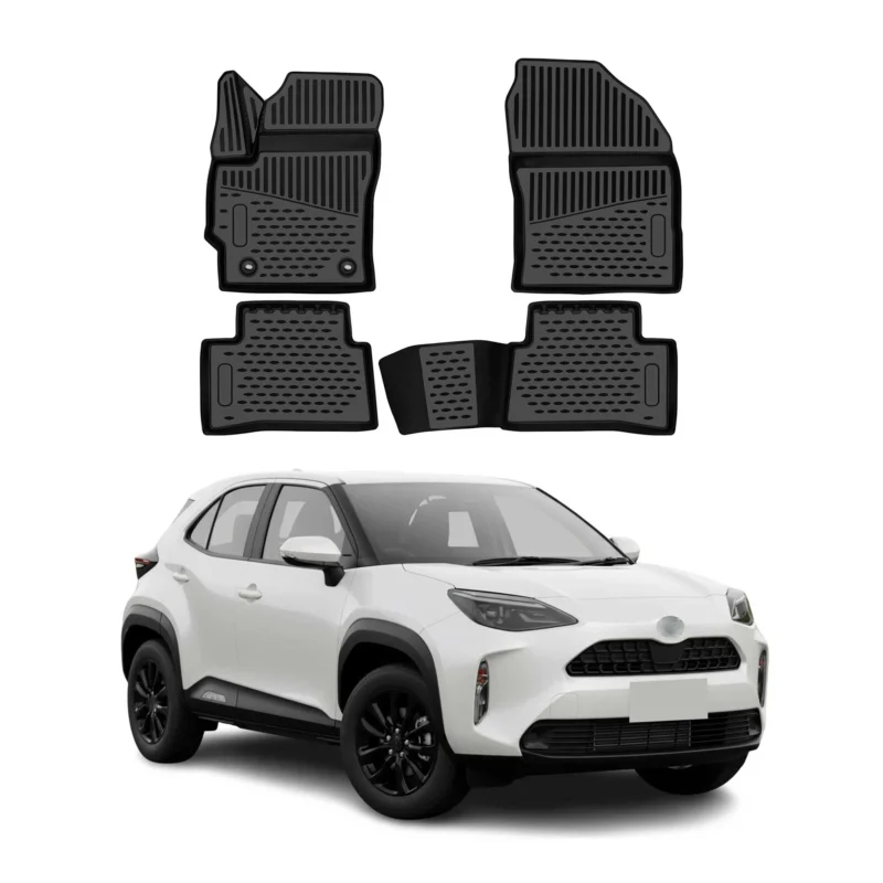 OMAC Gummimatten Fußmatten für Toyota Corolla Cross Hybrid 2022-2026 TPE Schwarz