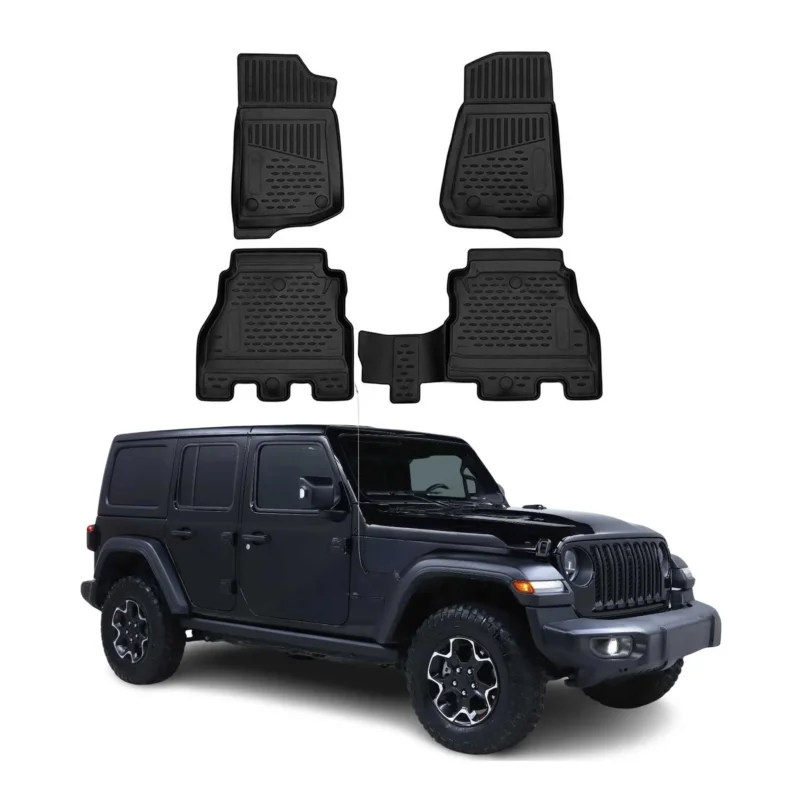 OMAC Gummimatten Fußmatten für Jeep Wrangler 2018-2026 TPE Schwarz 4tlg