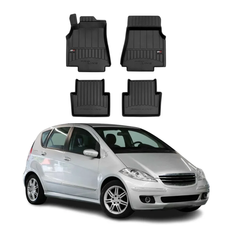 OMAC Gummi Fußmatten für Mercedes A Klasse W169 2004-2012 Premium TPE Schwarz 4x