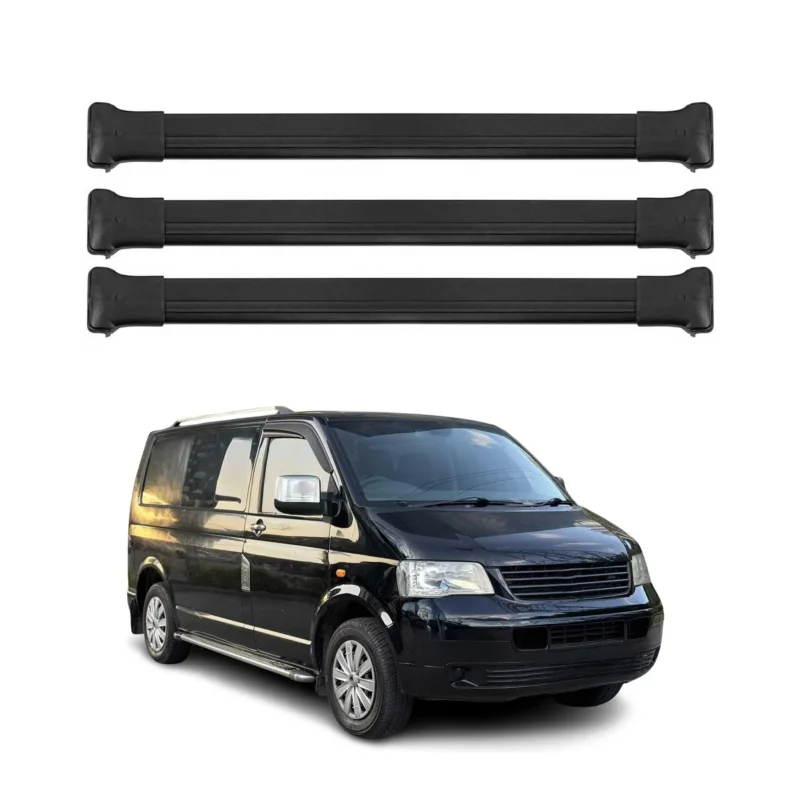 Dachträger für VW T5 T6 Transporter Multivan Caravelle 2003-2024 75kg Schwarz 3x