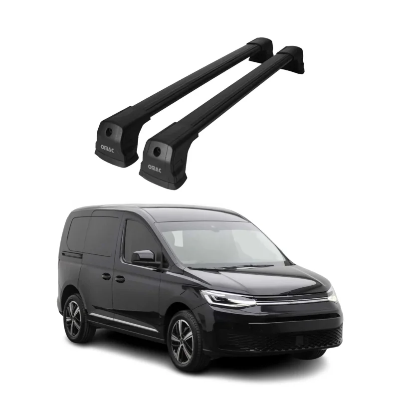 Dachträger Grundträger für VW Caddy V 2020-2026 75kg Aluminium Schwarz 2 tlg
