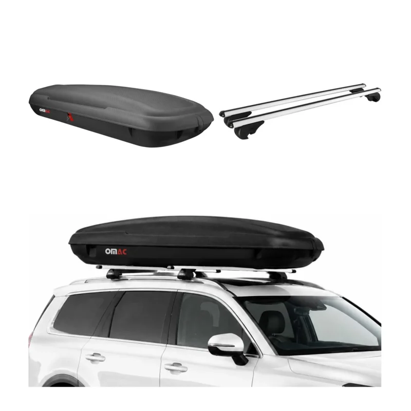 Carbonlook Dachbox 480L + Alu Dachträger VW Tiguan II 2016-2023 Silber