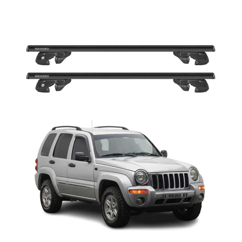 Dachträger Grundtäger für Jeep Cherokee KJ 2002-2004 Pre-FL Alu TÜV Schwarz 2tlg