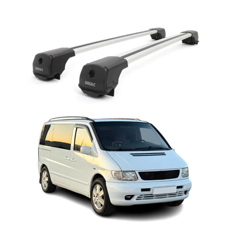 Dachträger Grundträger für Mercedes Vito W638 1996-2003 Aluminium 75kg Grau 2tlg