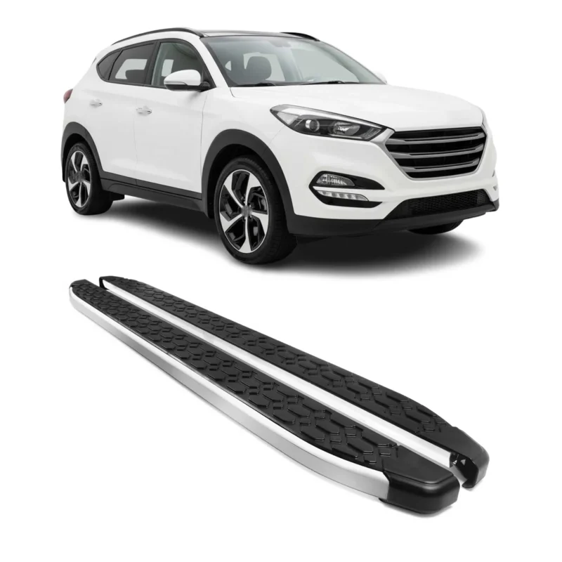 Alu Trittbretter Seitenschweller für Hyundai Tucson III 2016-2021 Schwarz Silber