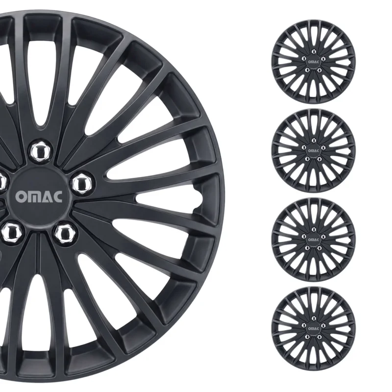 16 Zoll Universal Radblenden Radkappen Radzierblenden Matte Schwarz ABS 4 Stück