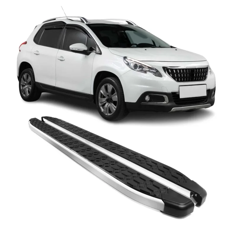 Trittbretter Seitenschweller für Peugeot 2008 I 2013-2017 Pre-FL Schwarz Silber