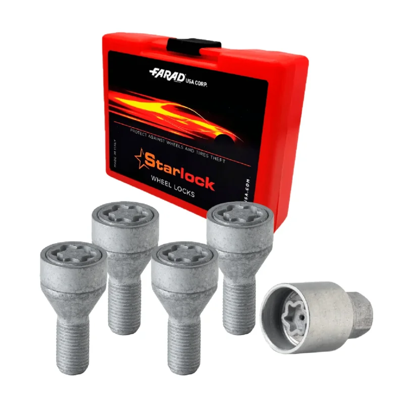 Radschloss Satz für Abarth 595 / Abarth 695 ab 2008 Silber 4tlg M12X1.25