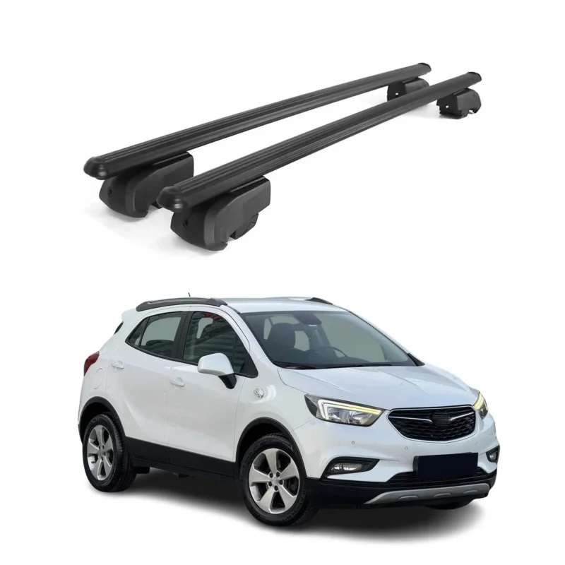 Dachträger Grundtäger für Opel Mokka X 2016-2019 75kg Aluminium Schwarz 2 tlg