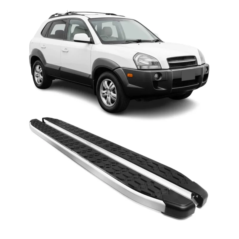 Alu Trittbretter Seitenschweller für Hyundai Tucson I 2005-09 Schwarz Silber 2x