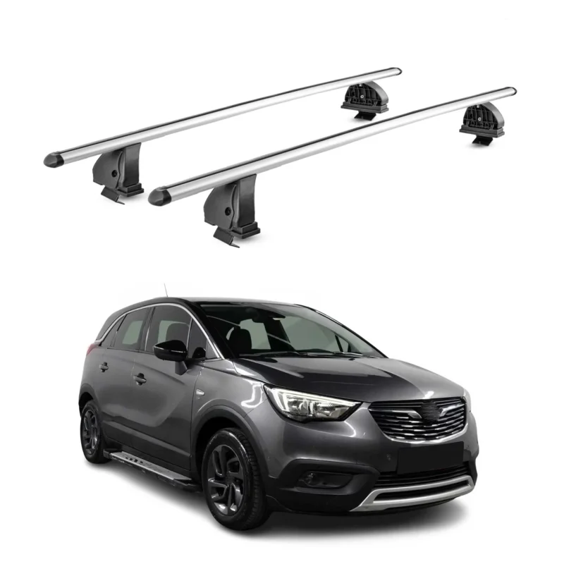 Alu Dachträger für Opel Crossland X 2017-2026 TÜV T-Nut 75 kg 2tlg Silber