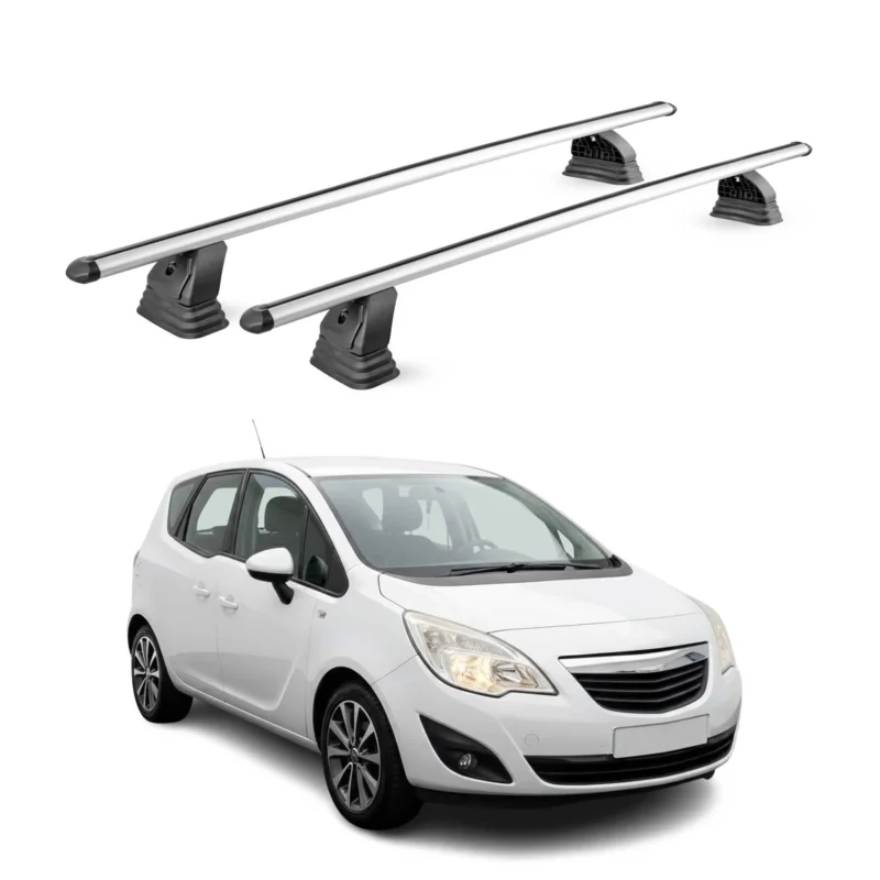 Alu Dachträger für Opel Meriva B 2010-2017 TÜV T-Nut Abschließbar 2tlg Silber