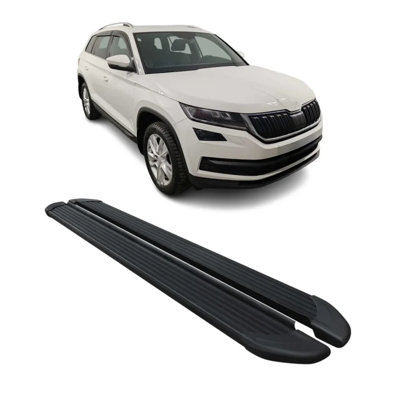 Seitenschweller Trittbretter Schweller für Skoda Kodiaq 2017-2023 Alu Schwarz