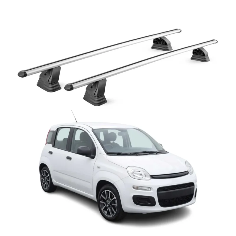 Alu Dachträger für Fiat Panda III 2012-2026 TÜV T-Nut Abschließbar 2tlg Silber