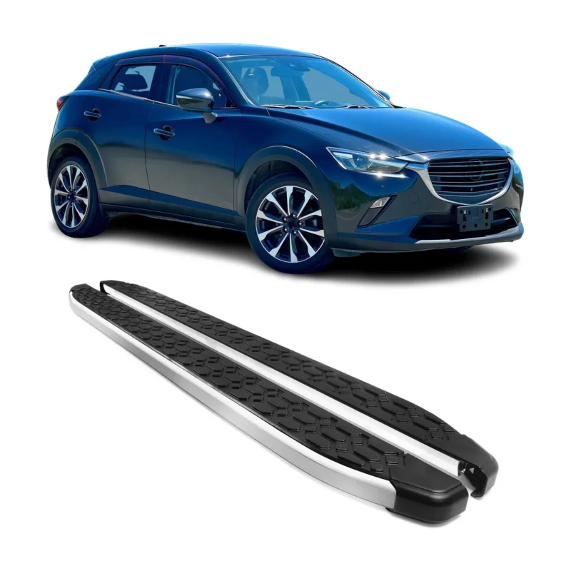 Alu Trittbretter Seitenschweller für Mazda CX-3 2015-2021 Schwarz Silber 2tlg