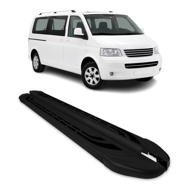 Trittbretter Seitenschweller für VW Transporter T5 2003-15 L2 Aluminium Schwarz