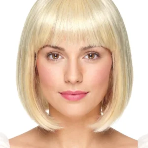 Blonde Kurzhaar Perücke im Bob-Stil mit Pony
