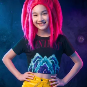 Perruque Mira Kpop Demon Hunter™ pour fille rose à couettes