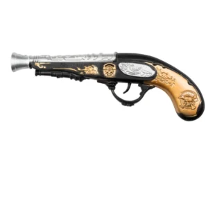 Mise en situation du pistolet pirate noir et or