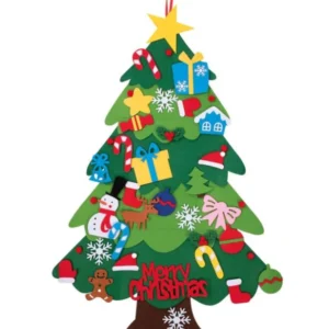 Sapin de Noël avec décorations en feutrine à accrocher pour enfant vert et multicolore