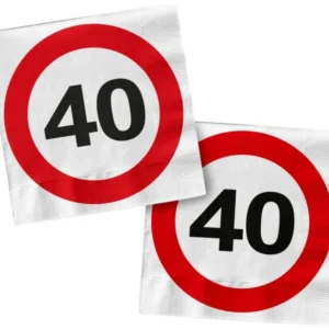 Servetten 40 Jaar Verkeersbord Vierkant 33cm 20st van Folat koop je bij Partywinkel