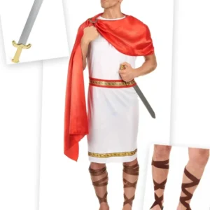 Römer Kostüm-Set für Herren rot-weiß-braun