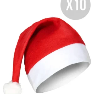 Weihnachtsmützen Accessoire-Set 10 Stück rot-weiss
