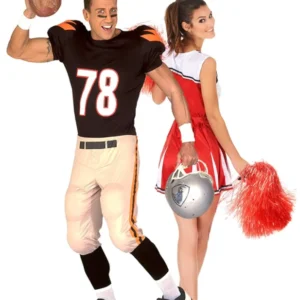 Sportliches Paarkostüm für Erwachsene Cheerleaderin und Footballspieler bunt