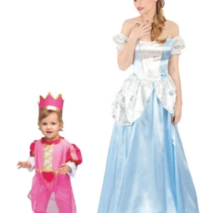 Prinzessinnen-Paarkostüm Mutter & Tochter Verkleidung blau-pink