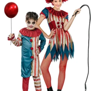 Farbenfrohes Horrorclown Paarkostüme