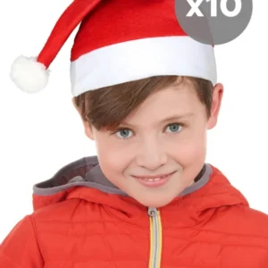 Weihnachtsmützen-Set für Kinder 10 Stück rot-weiss 32cm