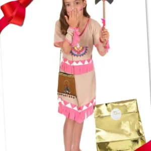 Indianer-Kostüm-Set für Mädchen Geschenke-Box für Kinder braun-rosa