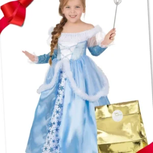 Eisprinzessin-Geschenk-Box für Mädchen Kostüm-Set für Fasching blau-weiss