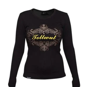 Sweat-shirt Tollwut DARE pour femme noir avec logo jaune et marron