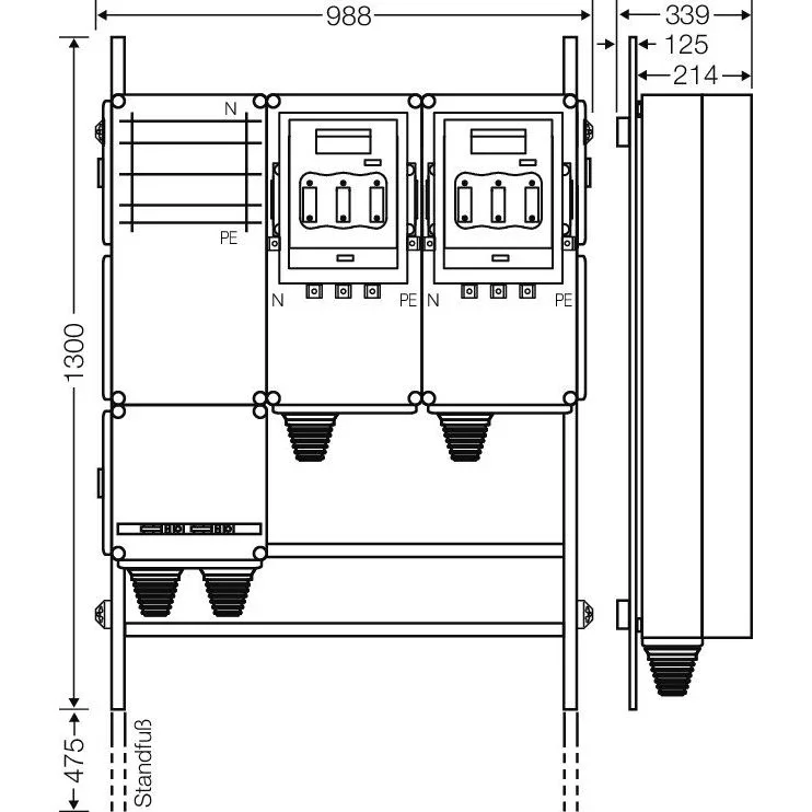 Hensel - Verteilerschrank für Energieversorgung Ladeverteiler Mi EV 140kW 2000 f.2 Abgänge a 140kW