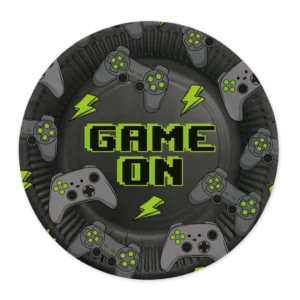 Zwarte Borden Game On 23cm 8st van WeFiesta koop je bij Partywinkel